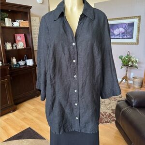 Soft by Avenue black 3/4 sleeves Vneck Linen blouse-size 22/24